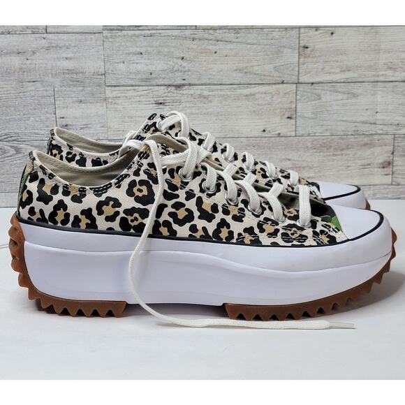 Converse Chuck Taylor 10M Low Top Chunky Platform Leopard Run Star Tennis Shoes - Picture 3 of 12